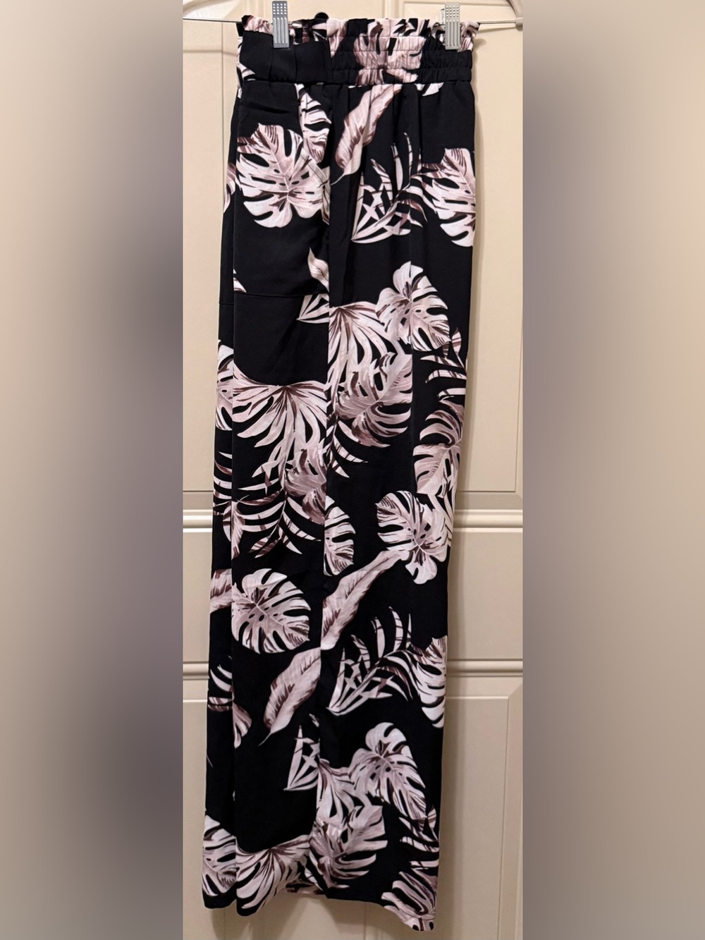 JWD Tropical Print Pull On Pants Elastic Waist Front Tie Pockets Size Medium